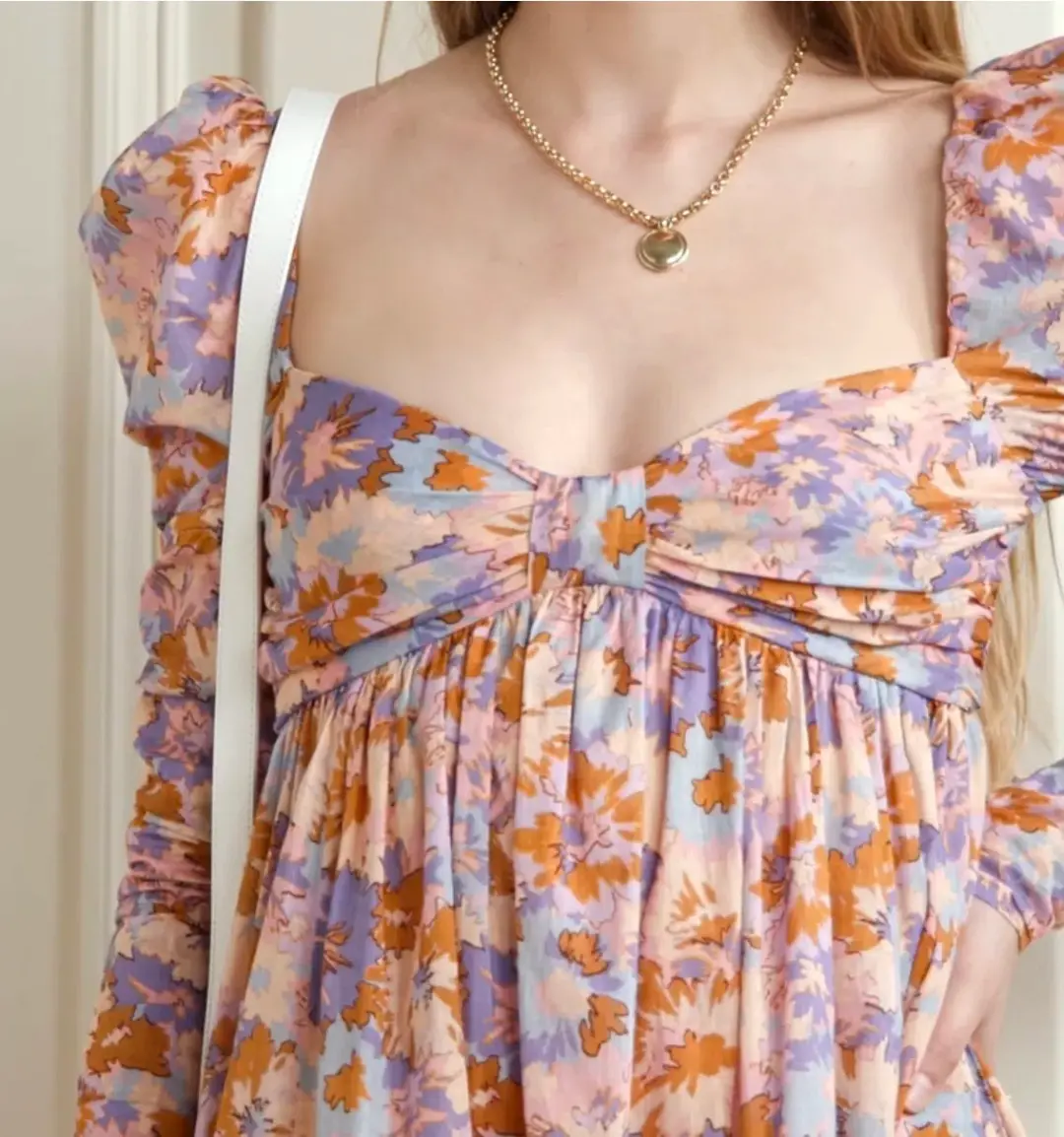 Zimmermann Violet Twist Front Midi Dress Floral Size 4/ Au 16 for rent on The Volte - main image