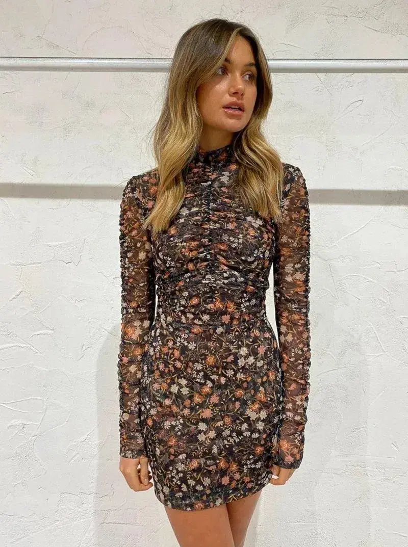 Bec & Bridge Midnight Fauna Mini Dress Print Size 8 - Image 2