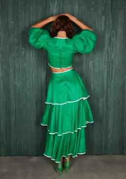 Mackenzie Mode Puff Sleeve Dress Emerald Green Size 12 for rent on The Volte - image 3