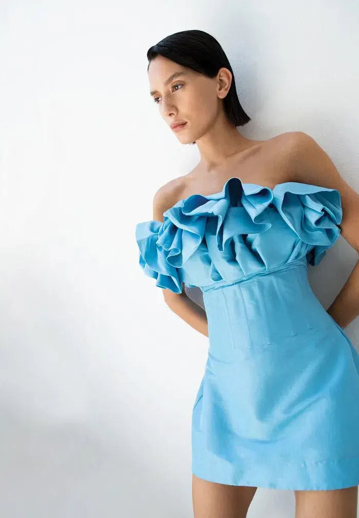 Rachel Gilbert Freida Strapless Mini Dress Blue Size 3 / Au 12 for rent on The Volte - main image