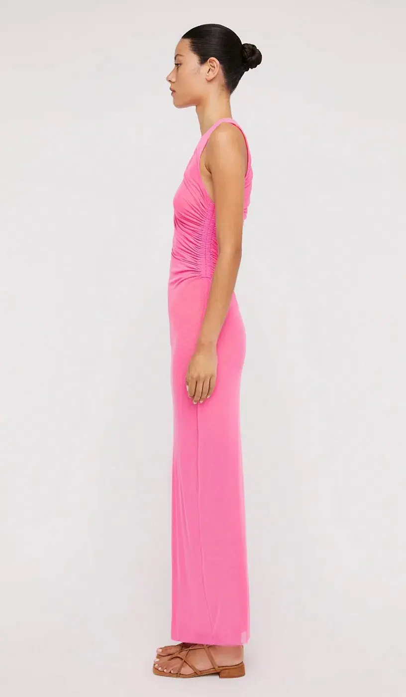 Scanlan Theodore Italian Mesh Gathered Dress Pink Size 6 / XS for rent on The Volte - main image