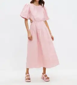Aere Cut Out Linen Maxi Dress Pink Size 6 for rent on The Volte - image 1
