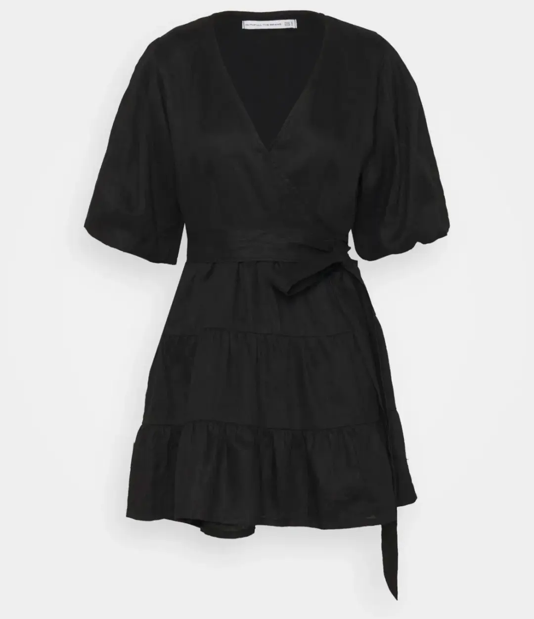 Faithfull the Brand Rooney Wrap Mini Dress Black Size 8 for rent on The Volte - main image