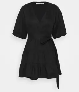 Faithfull the Brand Rooney Wrap Mini Dress Black Size 8 for rent on The Volte - image 2