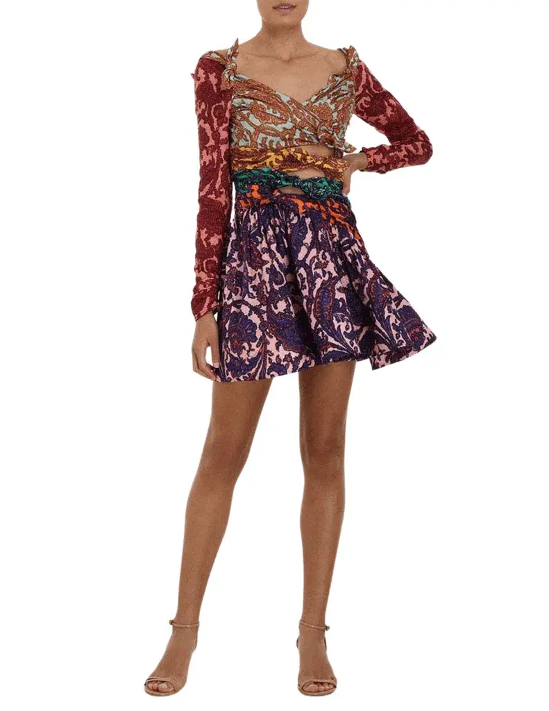 Zimmermann Tiggy Bow Mini Dress Multi Size 1/Au 10 for rent on The Volte - main image