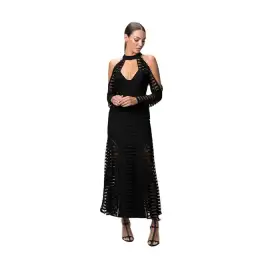 White Suede Time Stops Fishbone Dress Black Size 6 for rent on The Volte - image 1