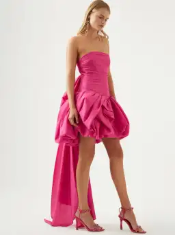 Aje Piacere Bubble Hem Mini Dress Fuchsia Pink Size 6 / XS