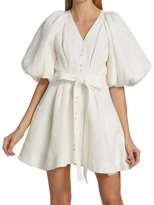 Aje Evermore Belted Mini Dress Ivory Size 4 / XXS for rent on The Volte - main image