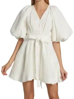 Aje Evermore Belted Mini Dress Ivory Size 4 / XXS for rent on The Volte - image 2