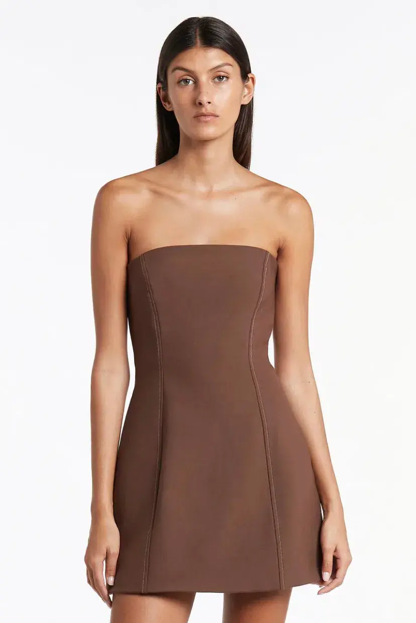 Sir the Label Adrien Strapless Mini Dress Brown Size 0 / Au 6 for rent on The Volte - main image