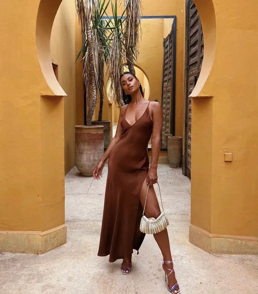 Rat & Boa Cocoa Maxi Dress Brown Size 8 for rent on The Volte - main image