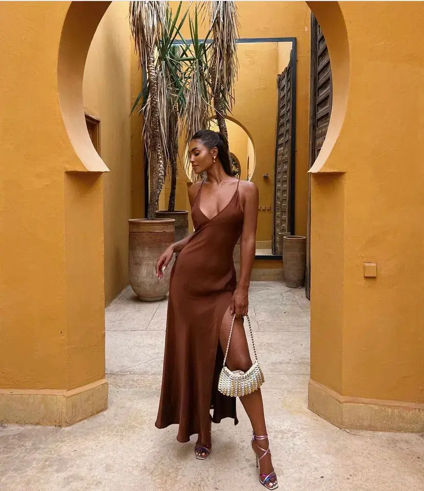 Rat & Boa Cocoa Maxi Dress Brown Size 8 for rent on The Volte - main image