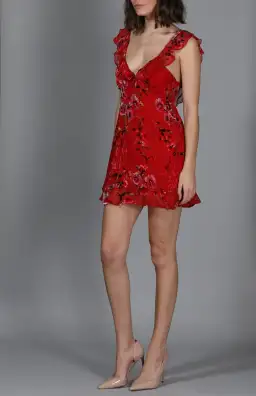 Rat & Boa Romy Dress Red/Floral Size 6