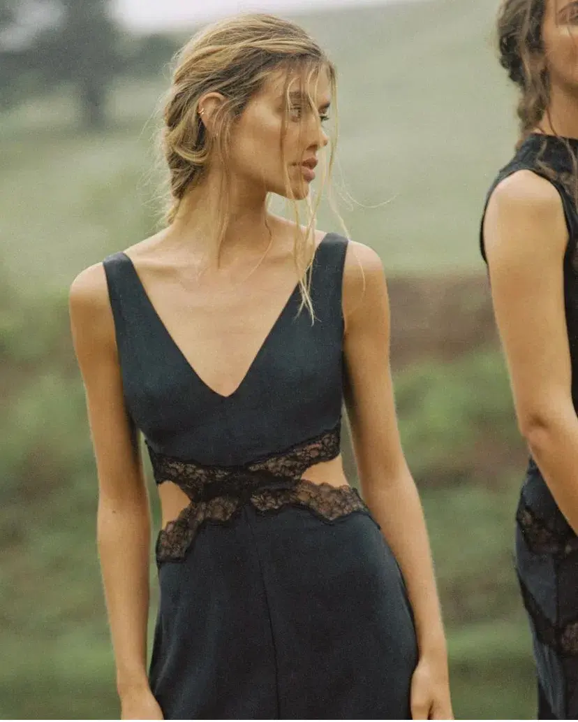 Sir the Label Alma Cut Out Dress in Black Size 0 / AU 6 for rent on The Volte - main image