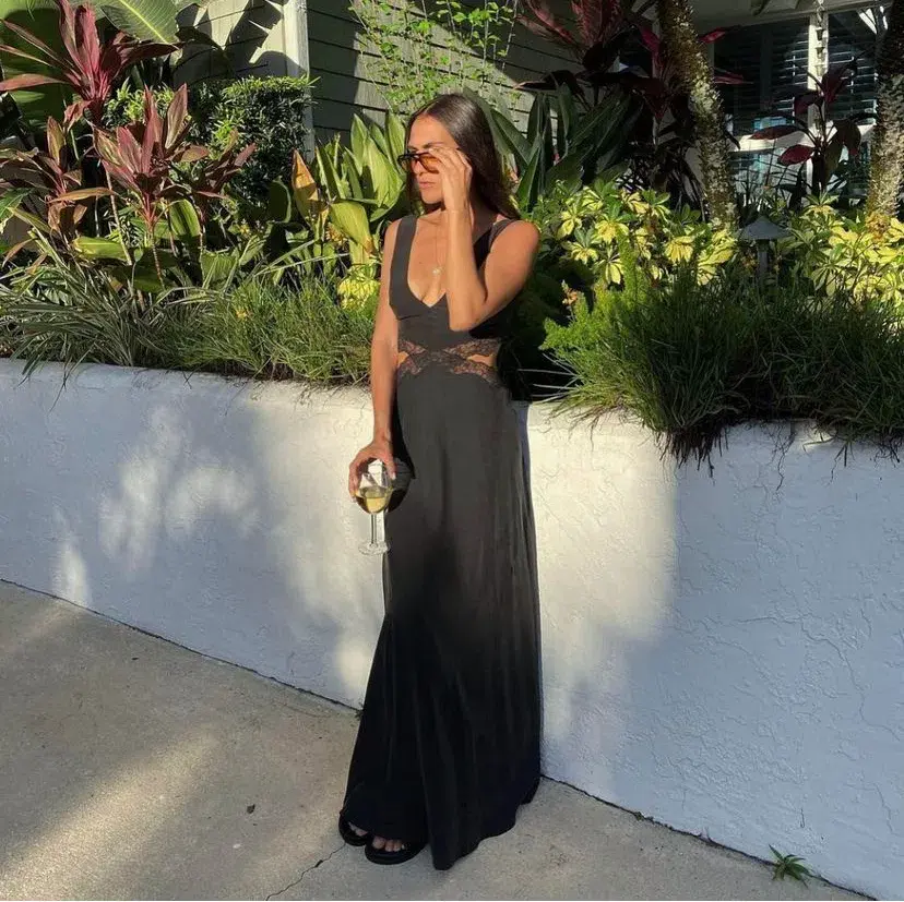 Sir the Label Alma Cut Out Dress in Black Size 0 / AU 6 for rent on The Volte - main image