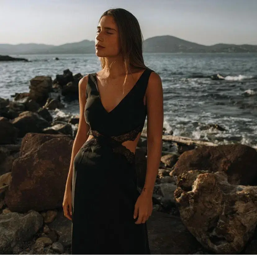 Sir the Label Alma Cut Out Dress in Black Size 0 / AU 6 for rent on The Volte - main image