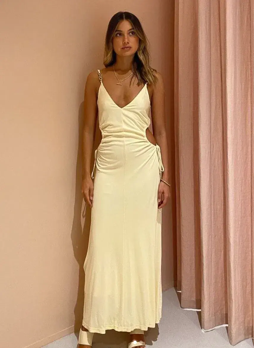 Manning Cartell Tuning in Dress in Custard Yellow Size AU 10 for rent on The Volte - main image
