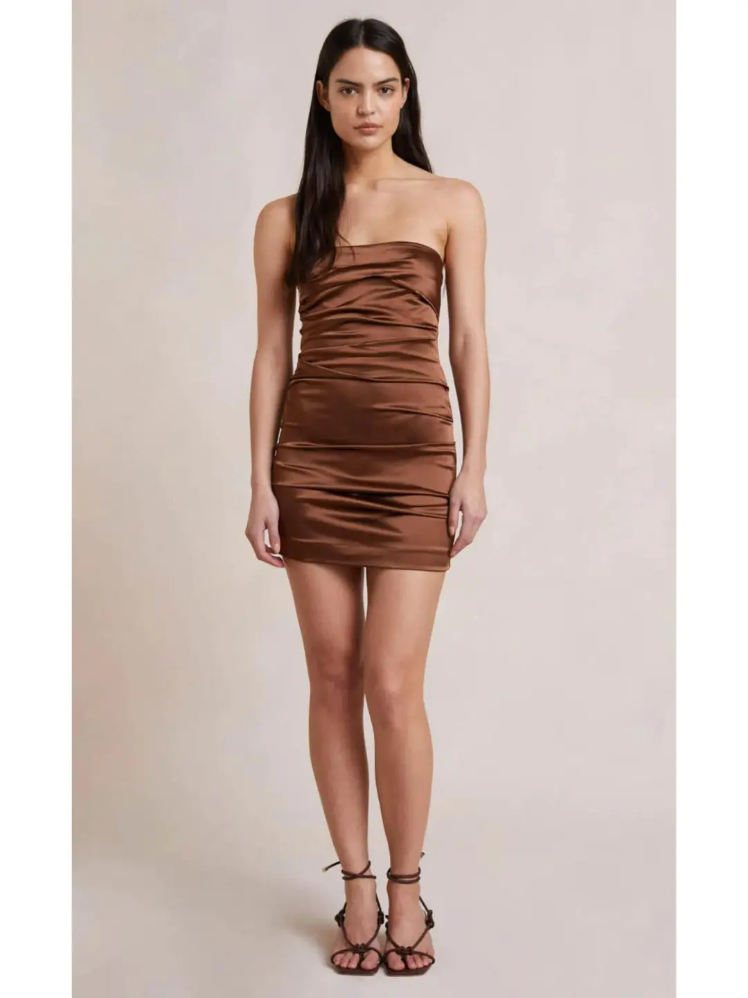 Bec & Bridge Heather Mini Dress Brown Size AU 6 for rent on The Volte - main image