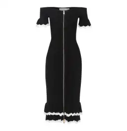 Alice McCall Black and White Ribbed midi Dress Black Size AU 6