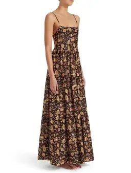 Matteau Tiered Low Back Sundress Print Brown Size 1 / AU 8 for rent on The Volte - image 1