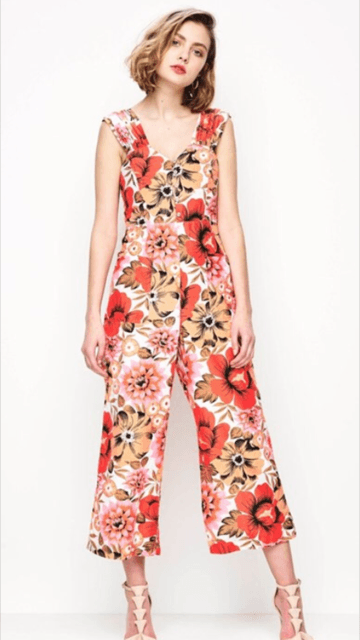 Alice McCall Stop and Stare Orange Floral Jumpsuit Size 4 for rent on The Volte - main image
