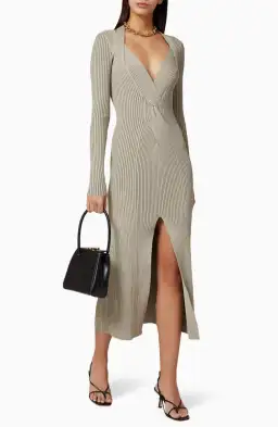 Dion Lee Cable Knit Dress in Taupe/Slate Green
Size S / Au 8