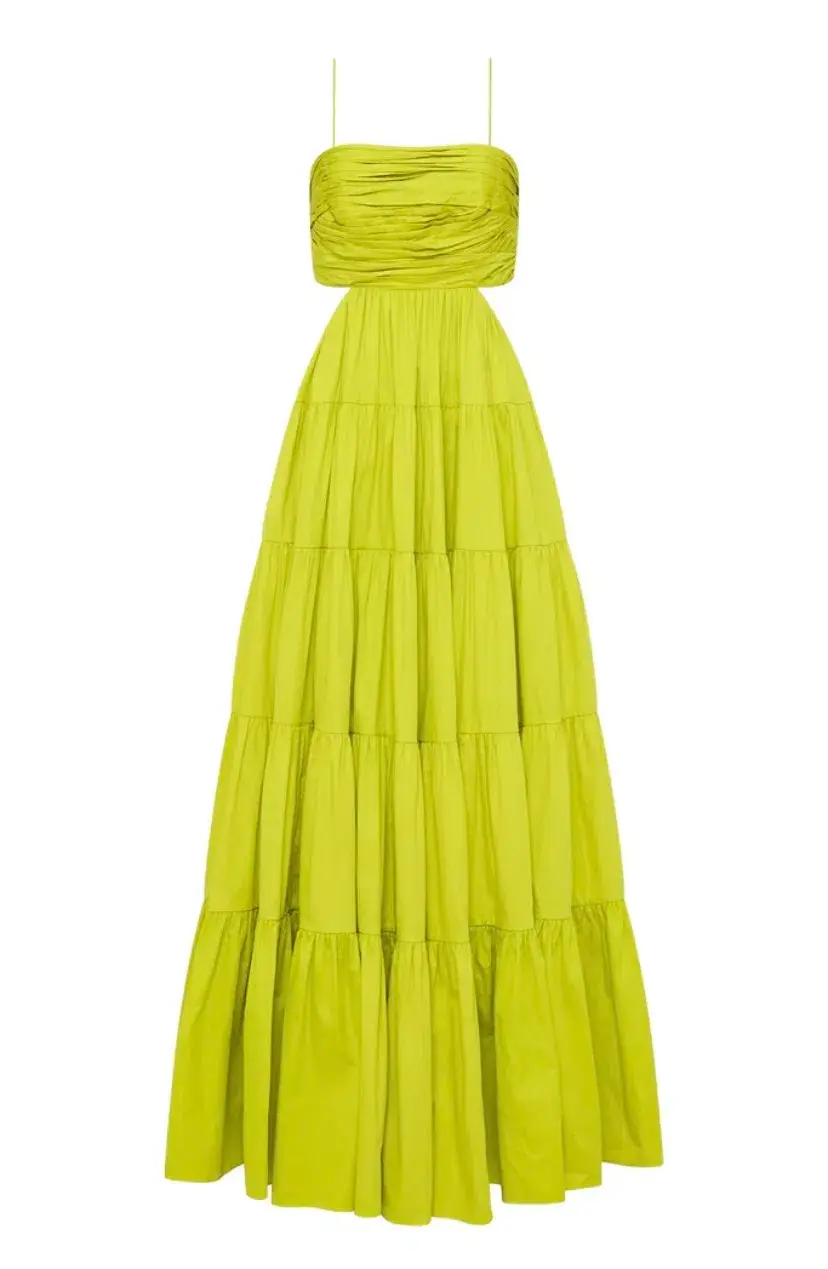 Aje Sartre Tiered Maxi Dress Green Size 12 / L for rent on The Volte - main image