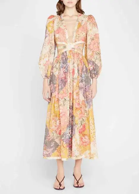 Zimmermann Pattie Patchwork Long Dress Floral Size 3 / AU 14 for rent on The Volte - main image