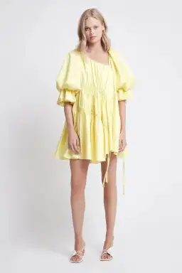 Aje Hushed Asymmetric Mini Dress Yellow Size 8 for rent on The Volte - image 1