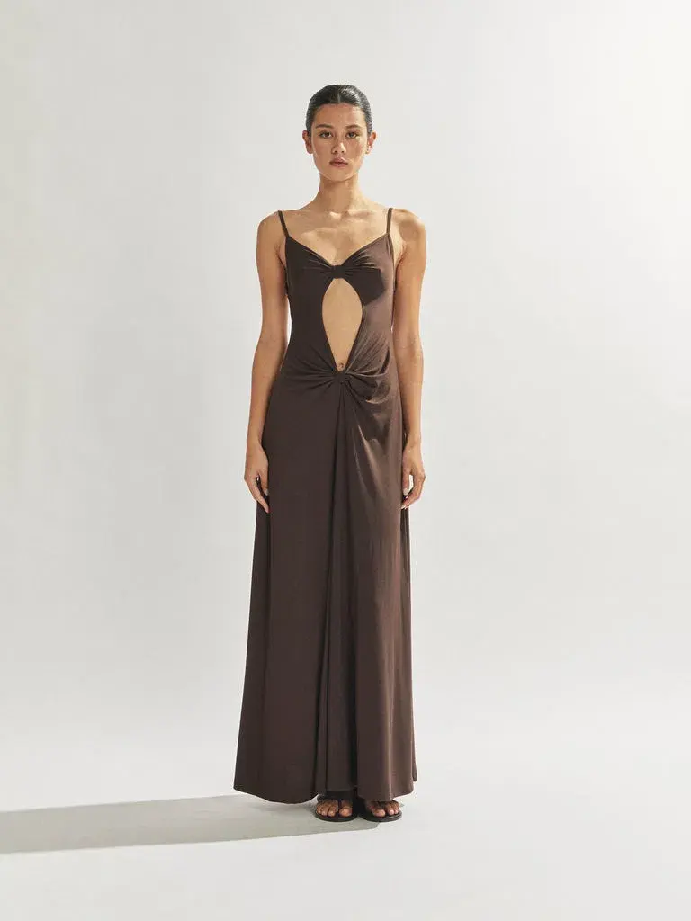 One Mile the Label Sammy Maxi Dress in Cocoa Brown Size M for rent on The Volte - main image