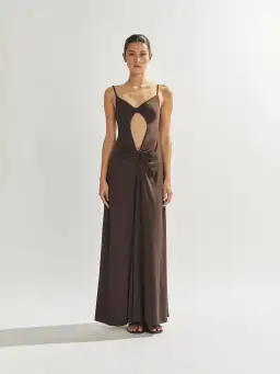 One Mile the Label Sammy Maxi Dress in Cocoa Brown Size M for rent on The Volte - image 6