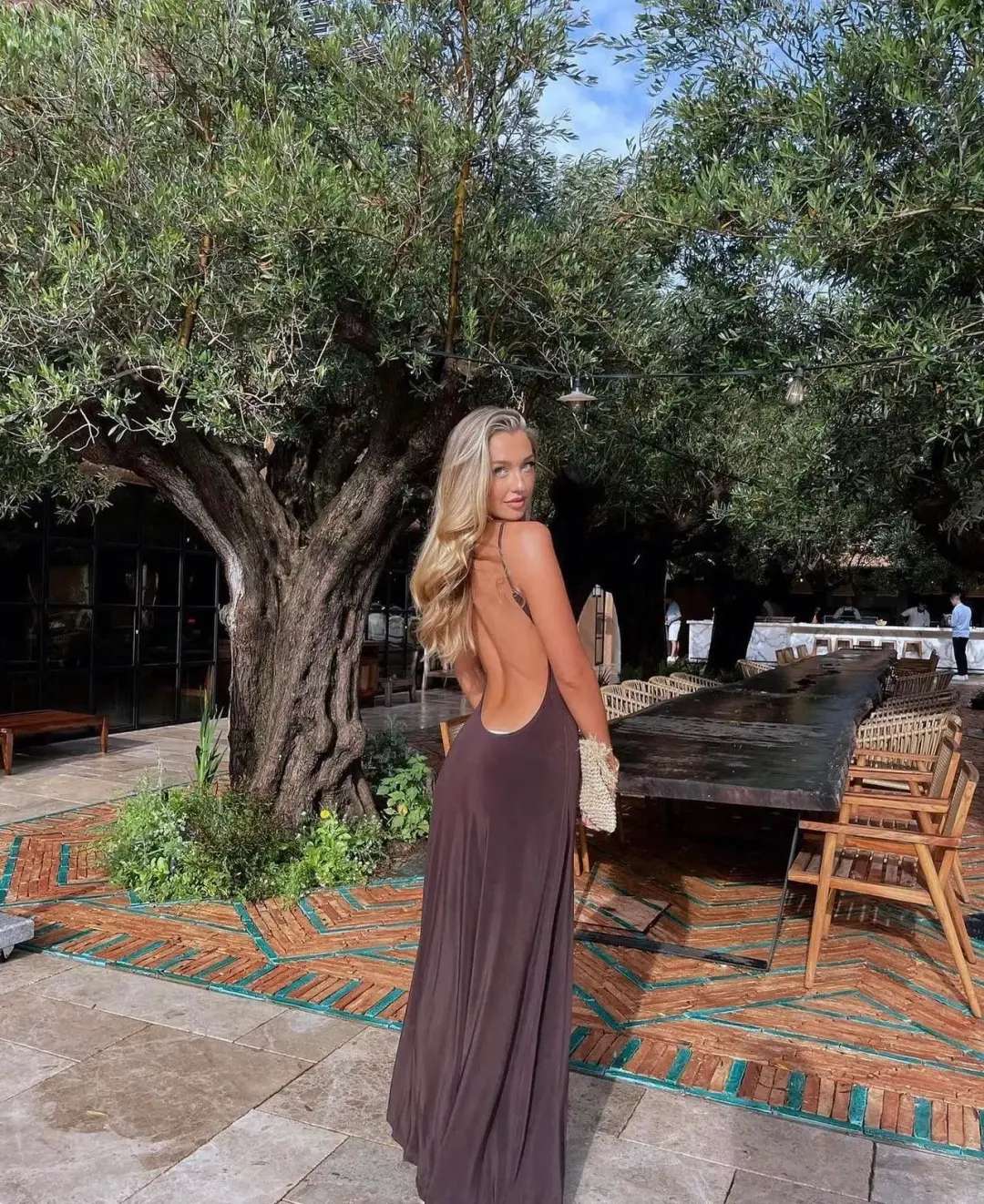 One Mile the Label Sammy Maxi Dress in Cocoa Brown Size M for rent on The Volte - main image