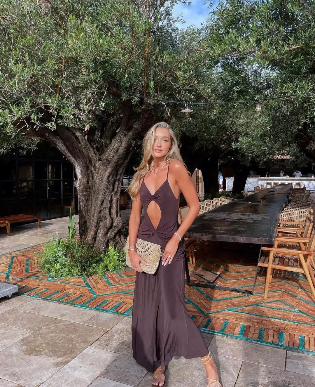 One Mile the Label Sammy Maxi Dress in Cocoa Brown Size M for rent on The Volte - main image