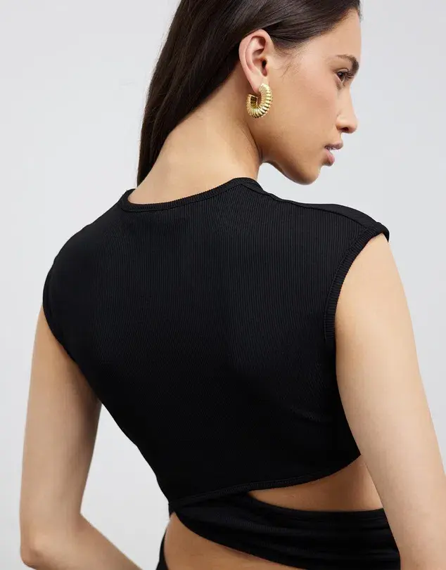 Christopher Esber Elongated Distorted Quartz Split Dress Black Size 8 for rent on The Volte - main image