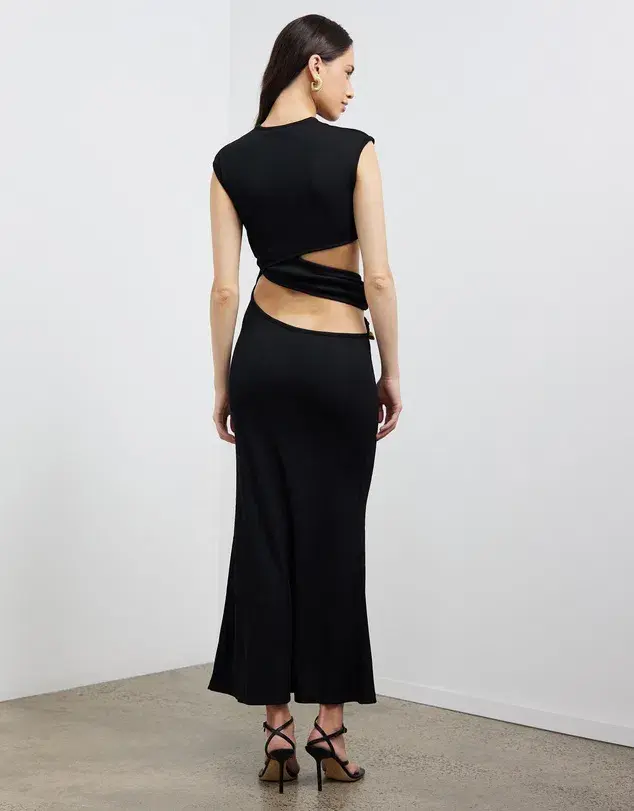 Christopher Esber Elongated Distorted Quartz Split Dress Black Size 8 for rent on The Volte - main image