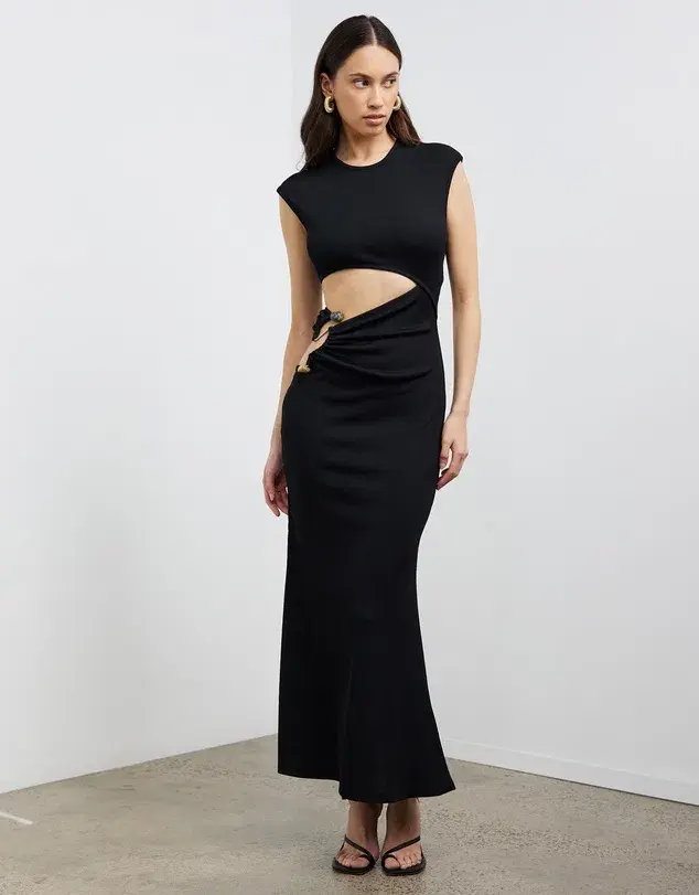 Christopher Esber Elongated Distorted Quartz Split Dress Black Size 8 for rent on The Volte - main image