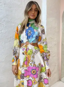 Alemais Farrah Cut Out Midi Dress Print Size 8 for rent on The Volte - image 4