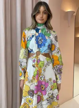 Alemais Farrah Cut Out Midi Dress Print Size 8 for rent on The Volte - image 2