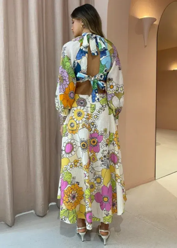 Alemais Farrah Cut Out Midi Dress Print Size 8 for rent on The Volte - main image