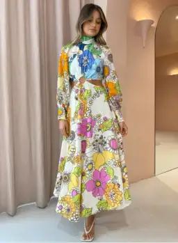 Alemais Farrah Cut Out Midi Dress Print Size 8 for rent on The Volte - image 1