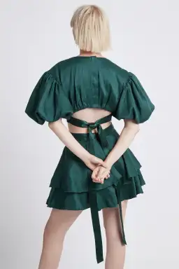 Aje Gracious Mini Dress Emerald Green Size AU 6 for rent on The Volte - image 2