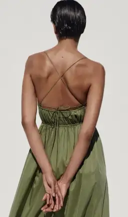 Matteau Shirred Cami Dress Green Size 8 for rent on The Volte - image 2