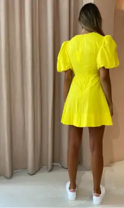 By Nicola Dahlia Ring Detail Mini Dress Yellow Size 10 for rent on The Volte - image 3