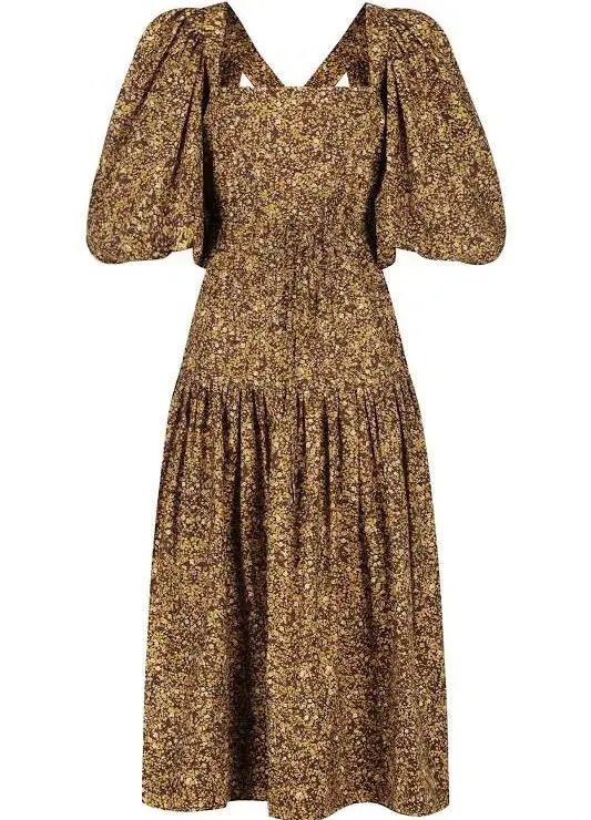 Shona Joy Lilou Pin Tuck Cross Back Midi Dress Floral Size 8 / S for rent on The Volte - main image