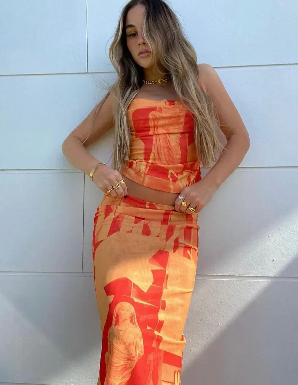 Miaou Imogene Corset and Moni Skirt Set Orange Size M / Au 10 for rent on The Volte - main image