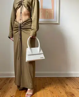 Christopher Esber Ruched Disconnect Shirt Dress Green Size AU 8 for rent on The Volte - image 3