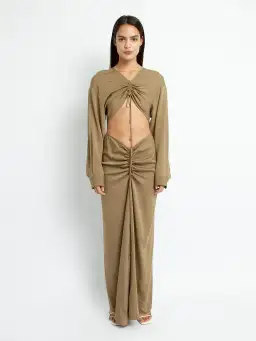 Christopher Esber Ruched Disconnect Shirt Dress Green Size AU 8 for rent on The Volte - image 1