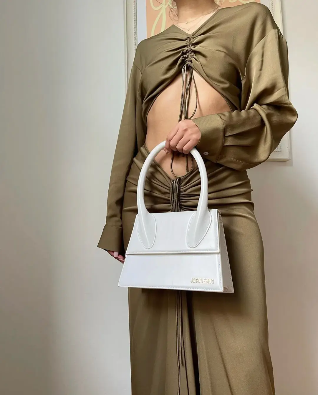 Christopher Esber Ruched Disconnect Shirt Dress Green Size AU 8 for rent on The Volte - main image