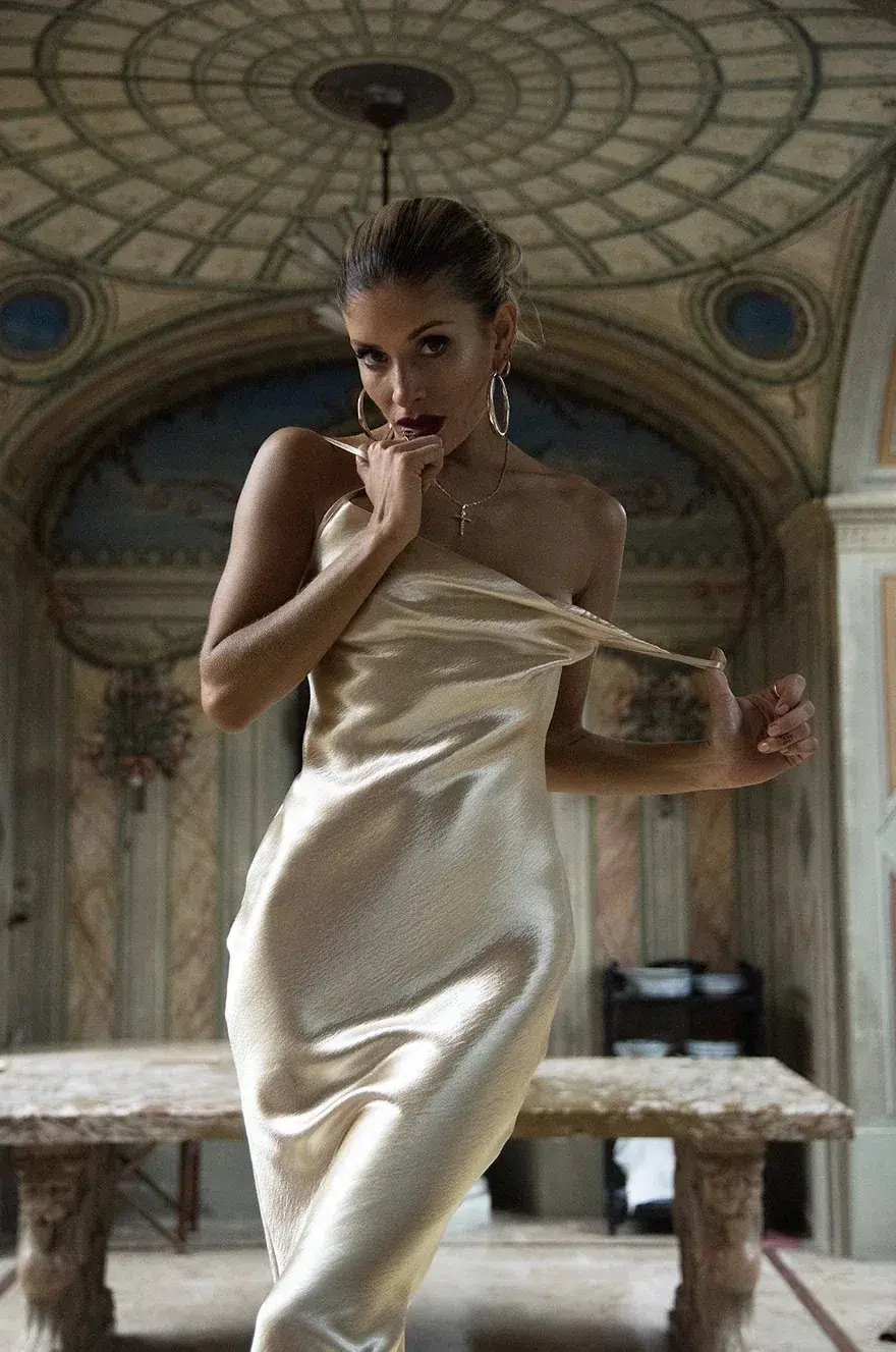 Rat and boa Sofia dress Gold Size AU 8 for rent on The Volte - main image