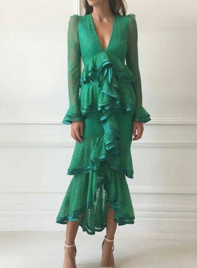 Nicola Finetti Maia Green Dress Sz 10 for rent on The Volte - main image